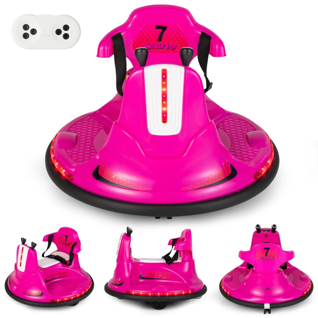 Autoscontro elettrico a batteria con doppio joystick telecomando luci a LED, Autoscontro per bambini Rosa-Macchinine giocattoli