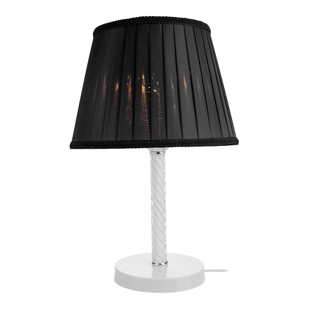 Lampada da scrivania in metallo vetro e tessuto 40 cm E27 bianco/nero 03_0007377