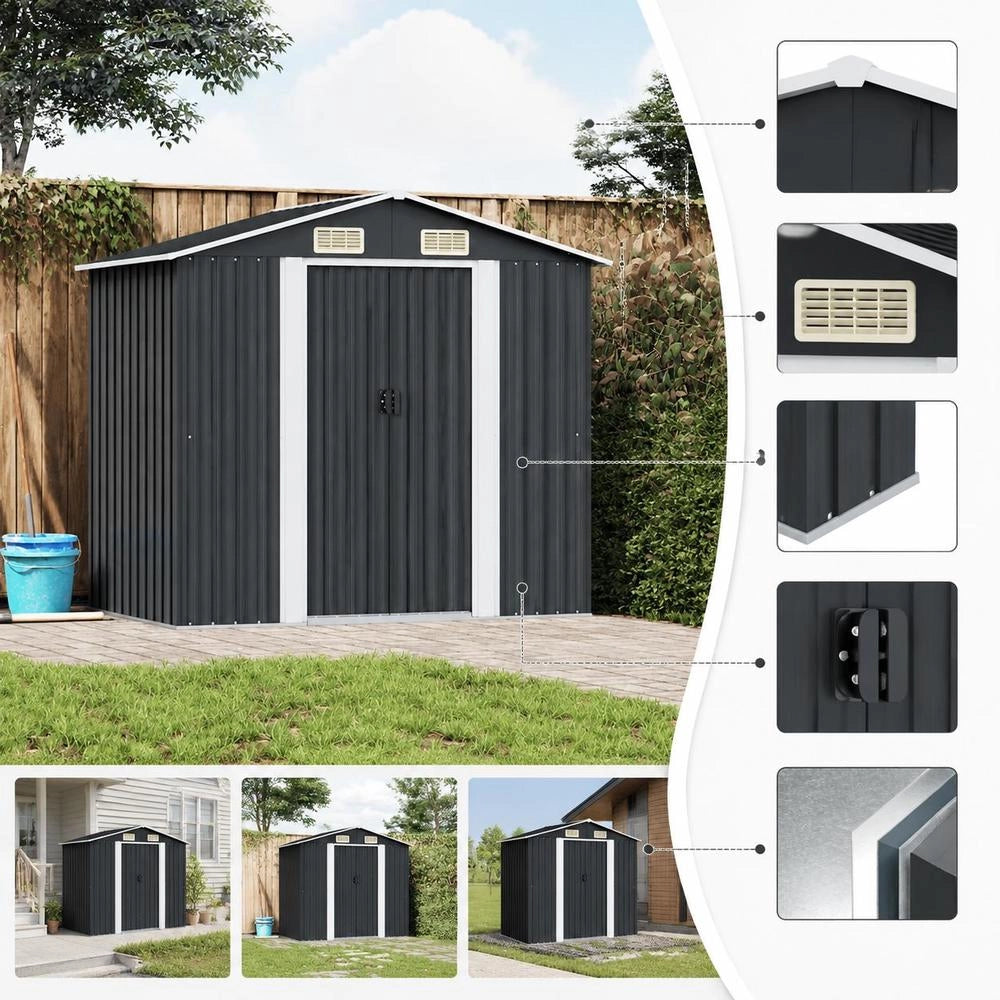 Garden Shed, Anthracite Steel, 204 X 132 X 186 Cm