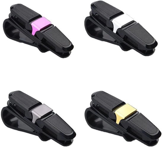 Houders per occhiali per auto - 4 pezzi - Clip per occhiali - Organizzazione pratica - Ideale per auto - Utile per gli occhiali - Adatto a ogni auto