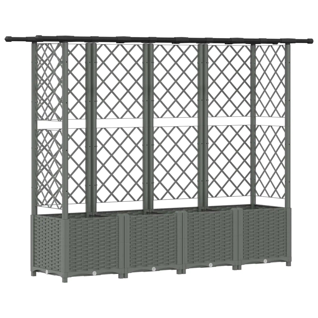 Letto Rialzato con Griglia e Tetto Grigio Chiaro PP 42032598