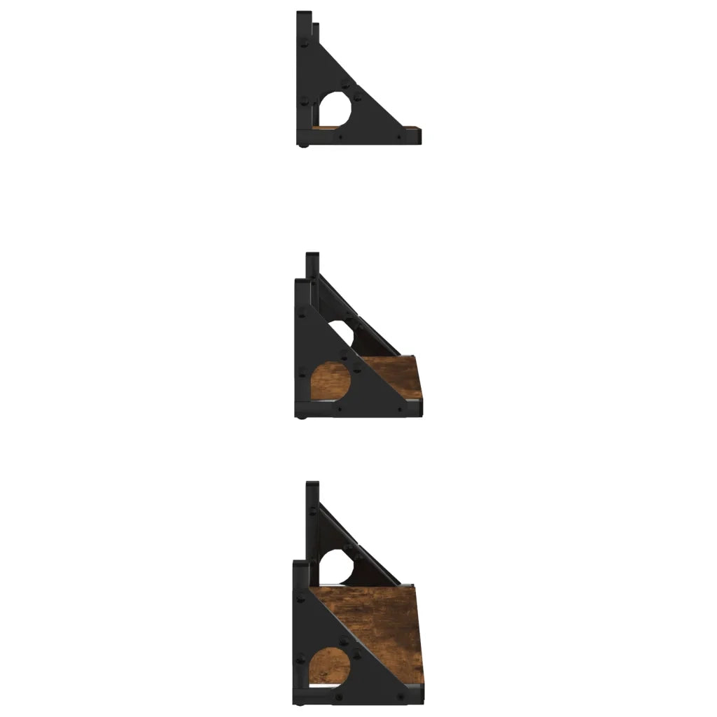 Set Mensole Parete 3pz Rovere Fumo in Legno Multistrato 836320