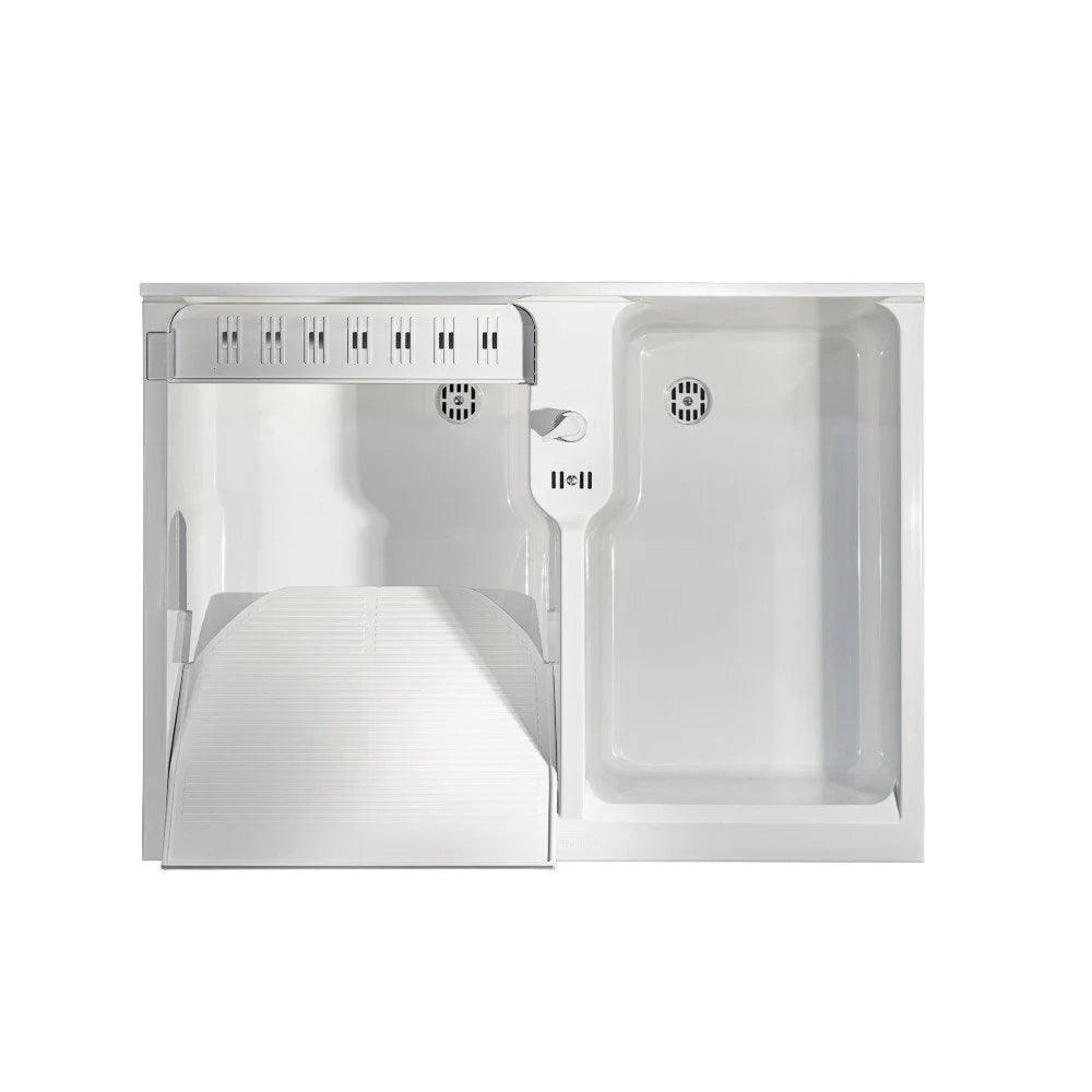 Mobile lavatoio 60x80 cm bianco con vasca in termoplastico, fondo salvagoccia e asse in termoplastico | Lavella