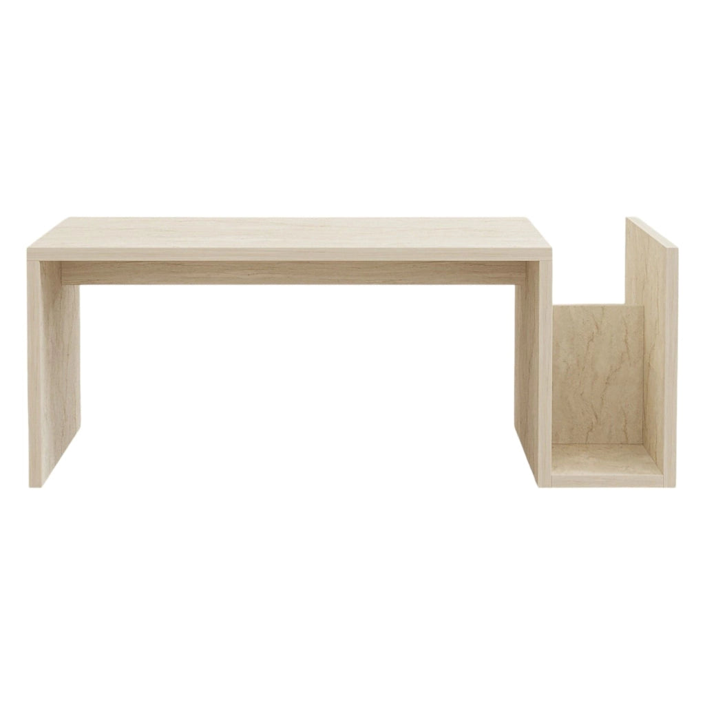 Piuro, Tavolino da Salotto un Vano, 87x50x32h cm Beige Marmo