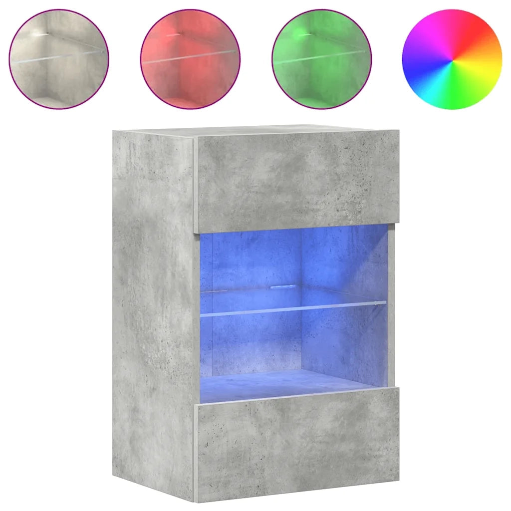 Mobili da parete con luci LED per TV 2pz Grigio Cemento 40x30x60,5cm 837085