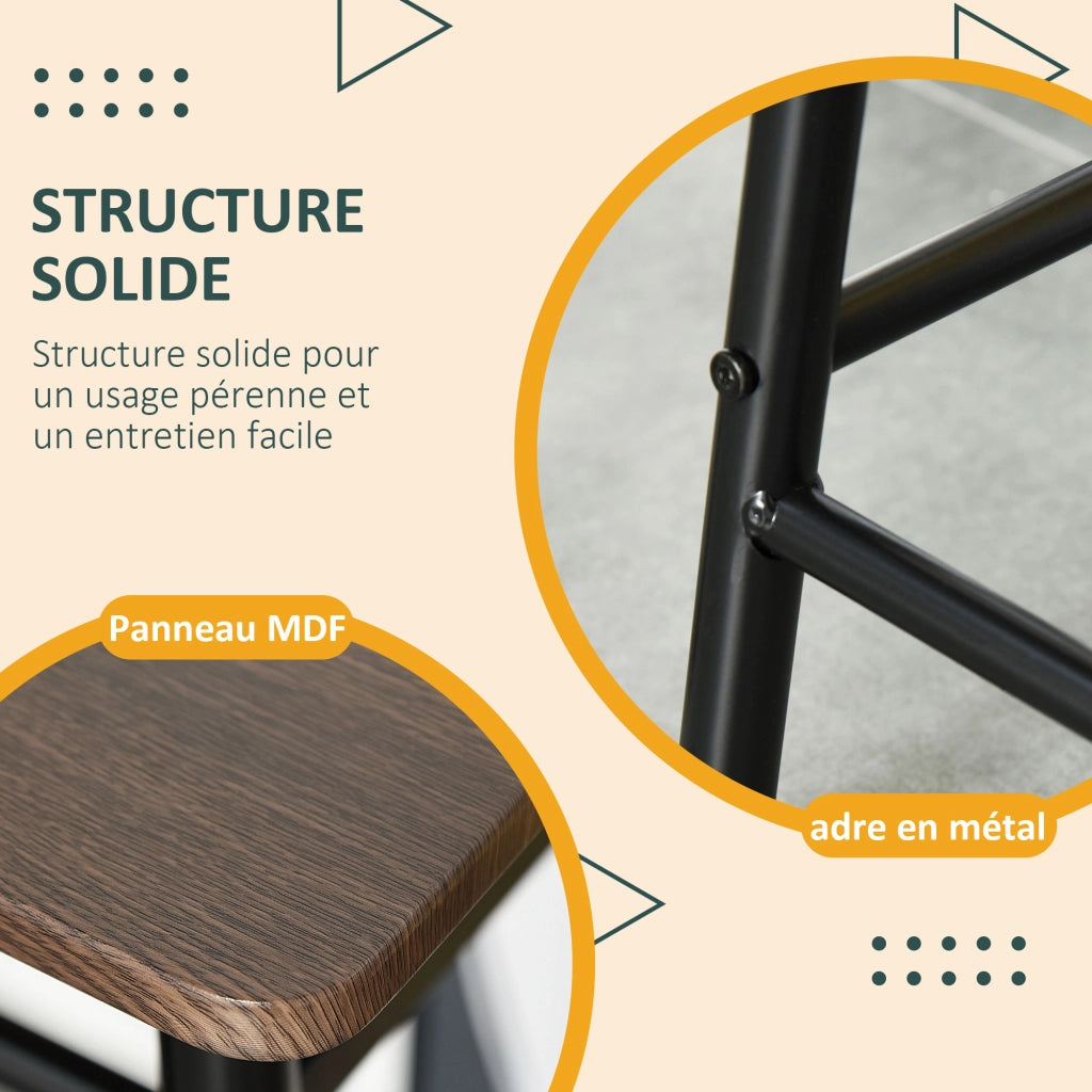 Tavolo da bar ¨C zephmum ¨C MDF noce metallo nero 2 sgabelli