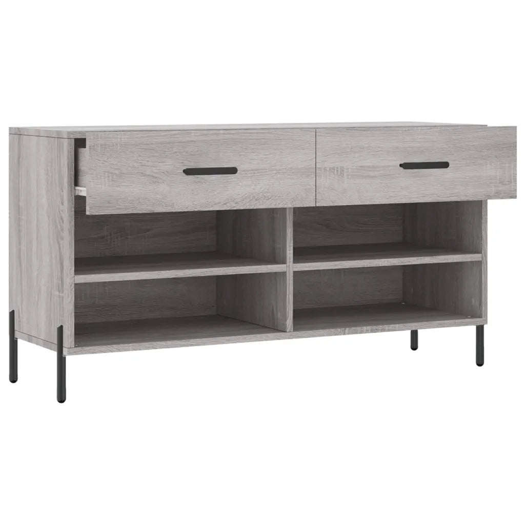 Panca Porta Scarpe | Scarpiera | Mobile per scarpe Grigio Sonoma 102x35x55 cm Legno Multistrato