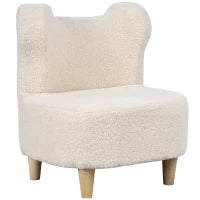 Poltrona per bambini, poltrona in peluche con orecchie d'orso, rivestimento in peluche, schiuma, beige