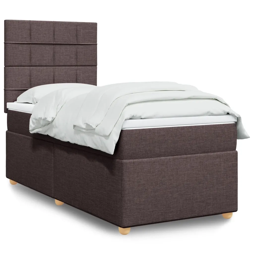 Giroletto a Molle con Materasso-Struttura Letto Marrone Scuro 80x200 cm Tessuto 339765
