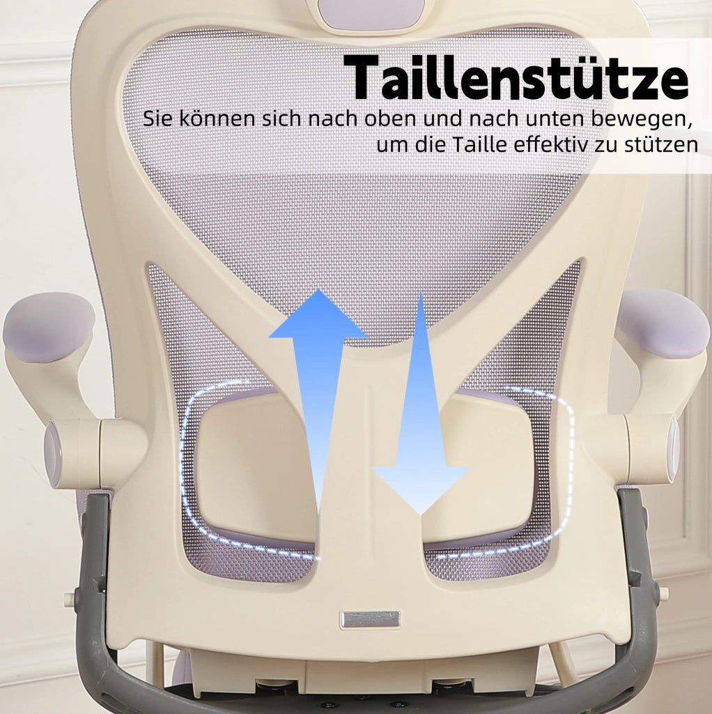 SEDIA DA UFFICIO Ergonomica Viola con Schienale Pieghevole e Poggiatesta 3D