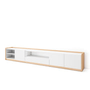 Mobile TV Soggiorno, 310x50x37 cm, Per TV fino a 80", Mobile Soggiorno, Bianco e Rovere soft