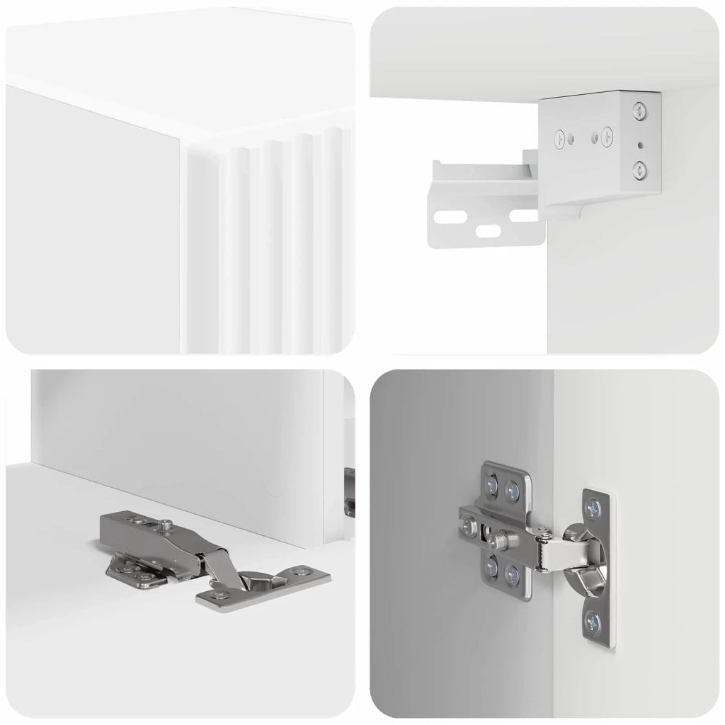 Set di Mobiletto da TV a Parete 4 pcs Bianco Legno multistrato 3408925