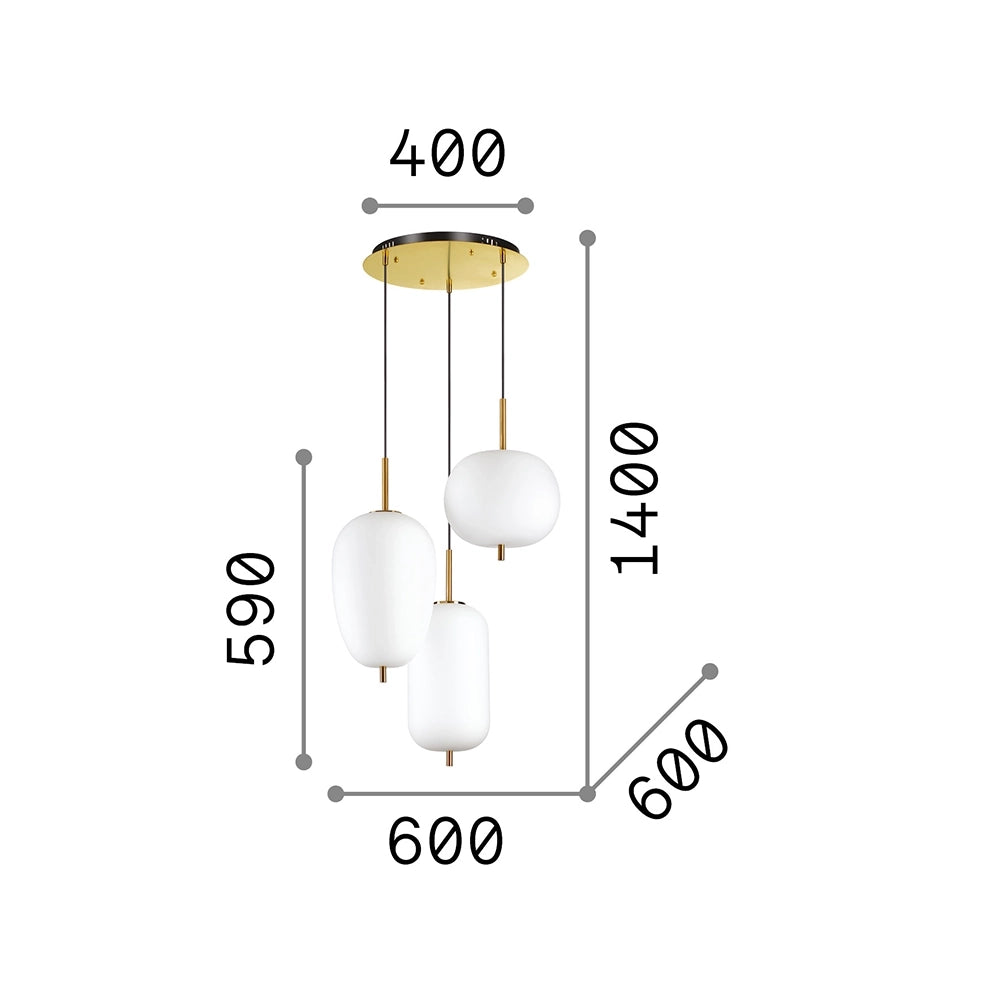 Sospensione Contemporanea Umile Metallo Bianco 3 Luci Led 60,2W 3000K Luce Calda