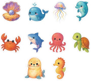 Stickerboek 200 pezzi - 10 fogli - Animali marini - Stickers acqua resistenti - Pergamena colorata - Decorativi
