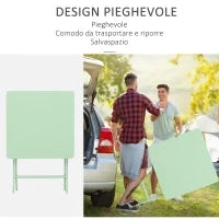 Set Tavolo e Sedie da Giardino ed Esterno in Metallo Verde, Set da 3 Pezzi Pieghevole e Salvaspazio
