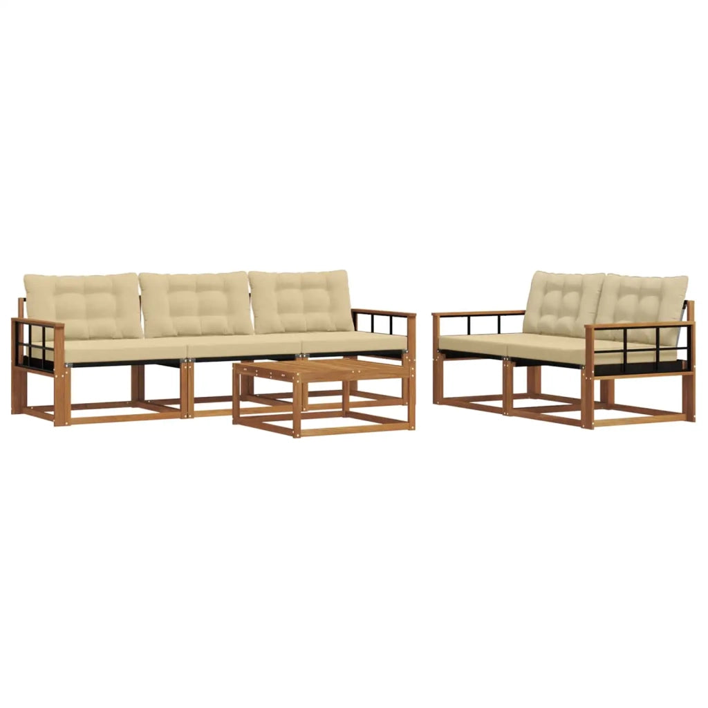 Set di divani da esterno con cuscino 6 pcs Naturale e Beige 3369200