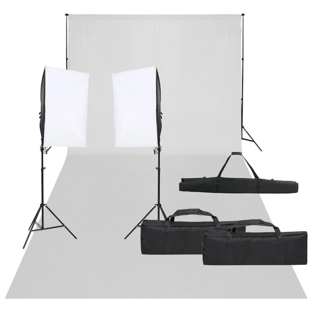 Kit per studio fotografico con illuminazione e fondale nero 02_0042428