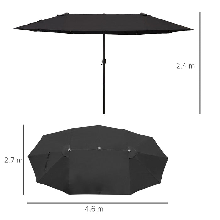 Ombrellone da Giardino Doppio 460x270x240 cm in Acciaio e Poliestere Nero