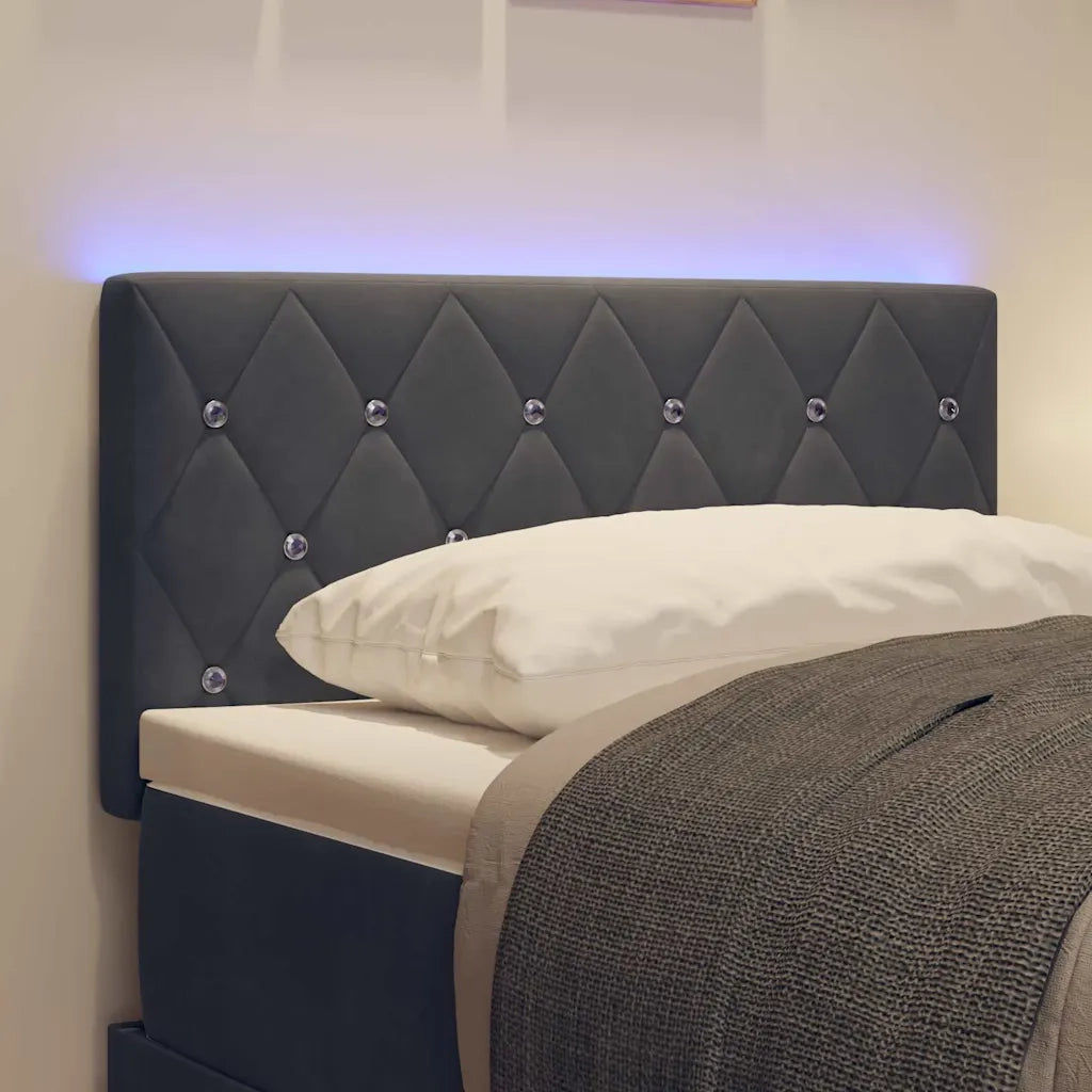 Testiera LED con strisce LED Grigio scuro 80 cm Velluto 3338042
