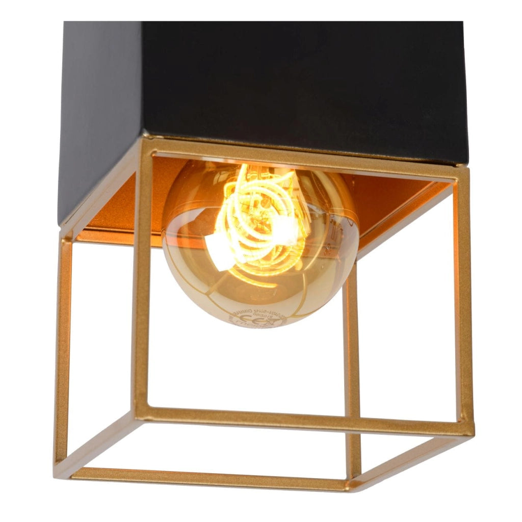 Plafoniera Lucide Rixt metallo oro/nero E27 40W 10cm