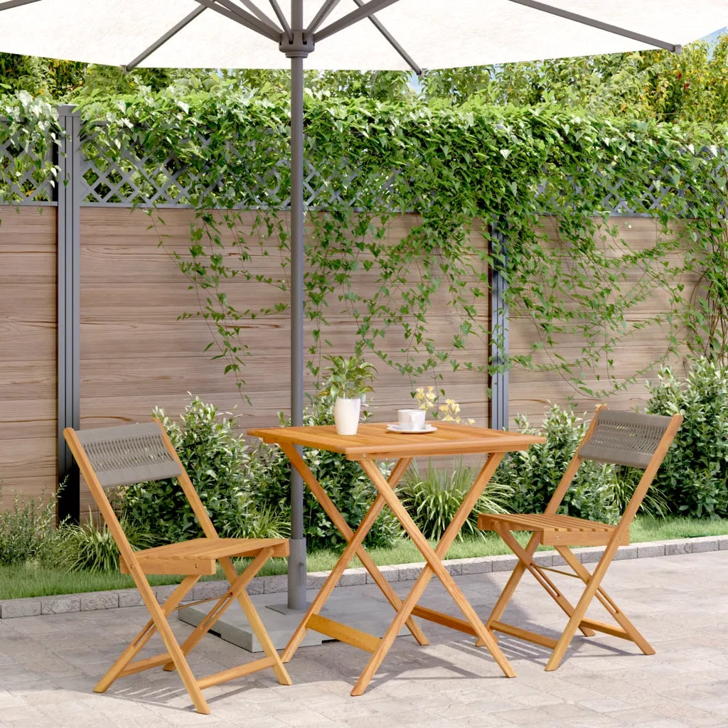 Set da Bistrot 3pz Grigio in Polipropilene e Legno Massello 3281866