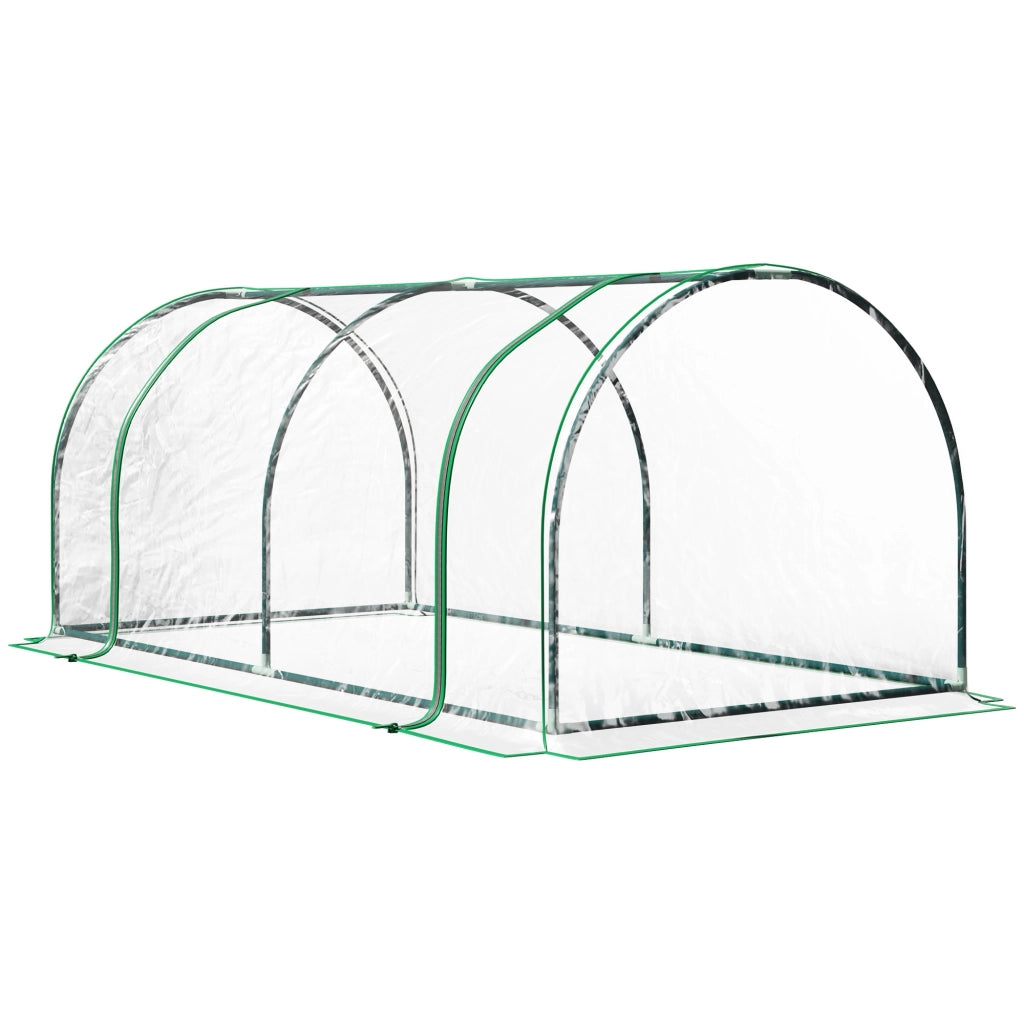 EasyComfort Serra da giardino a Tunnel in Acciaio e con Copertura in PVC, 200x100x80 cm, Trasparente e Verde