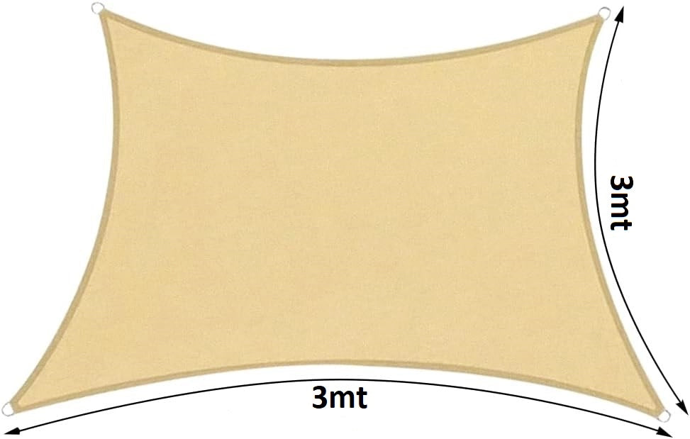 Tenda Ombrellone Antiriflesso, Vela Ombreggiante Anti UV 3 x 3 mt Beige