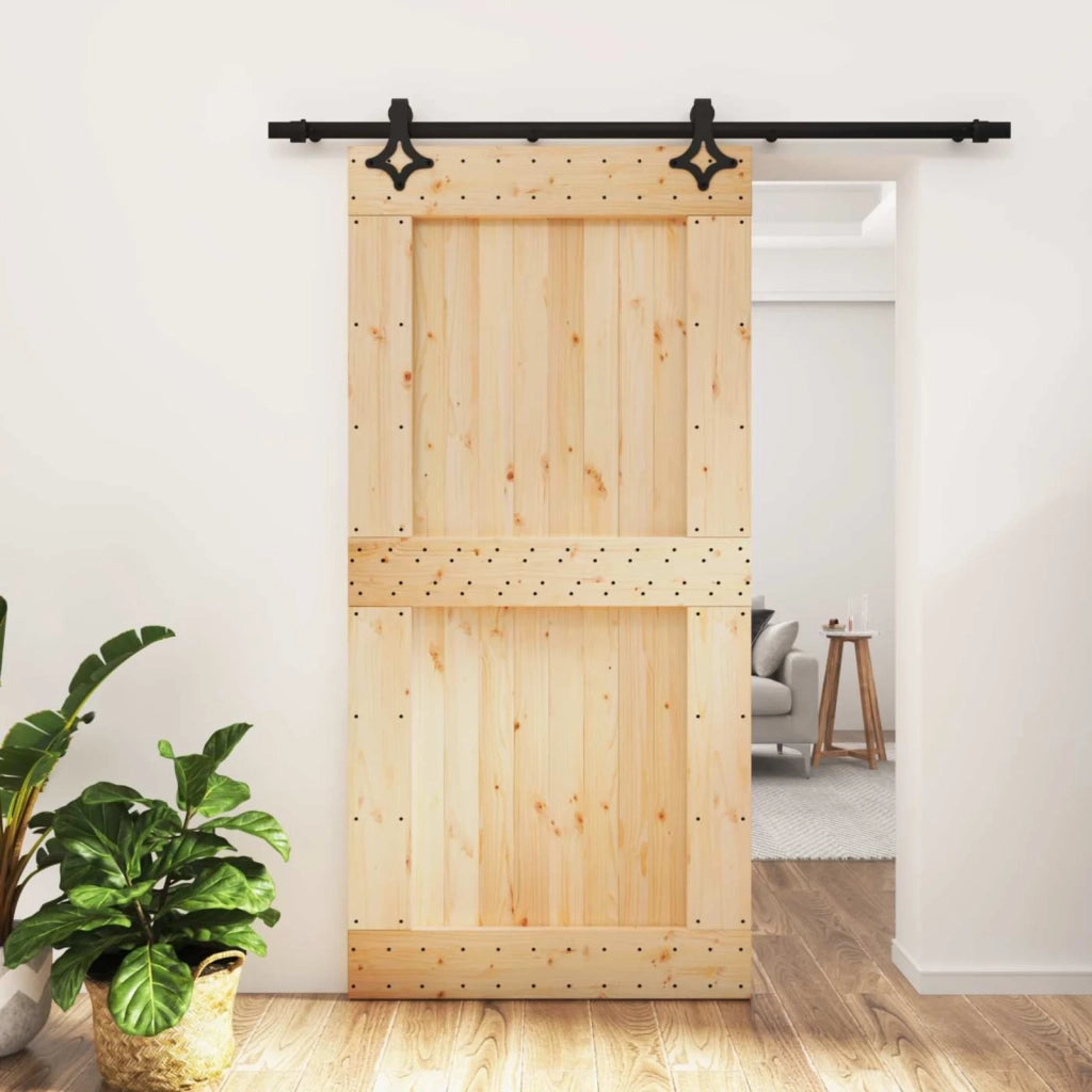 Porta scorrevole Naturale e Nero 100 x 210 cm 3445072