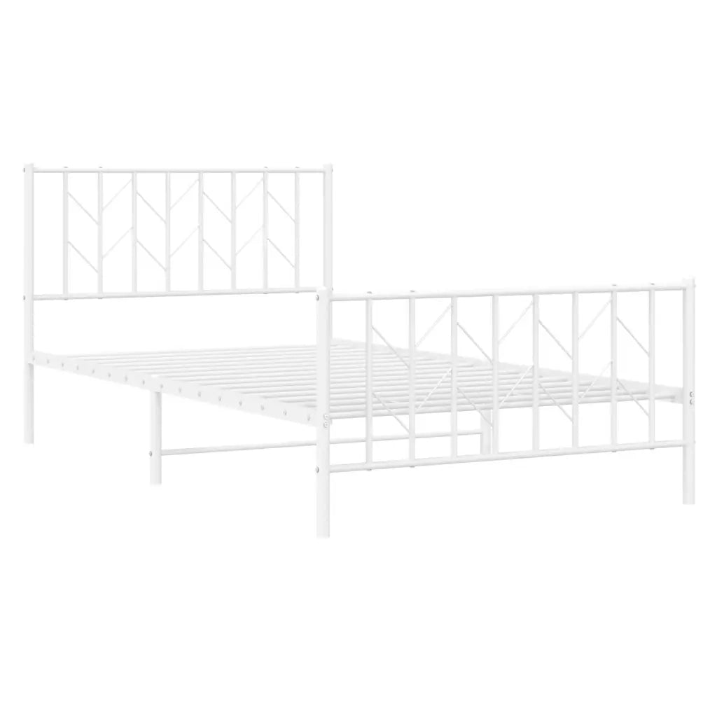 Giroletto con Testiera e Pediera Metallo Bianco 107x203 cm 374500