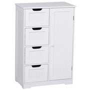 EasyComfort Mobile da Bagno con 4 Cassetti e Armadietto con Ripiano Regolabile a 3 Altezze, Armadietto da Bagno Salvaspazio con Vernice Ecologica, Anti-Ribaltamento in MDF, 56x30x83cm, Bianco