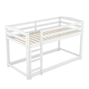 Letto a Castello 90 x 200 cm - Parapetto e Scala - in Legno di Pino - Bianco