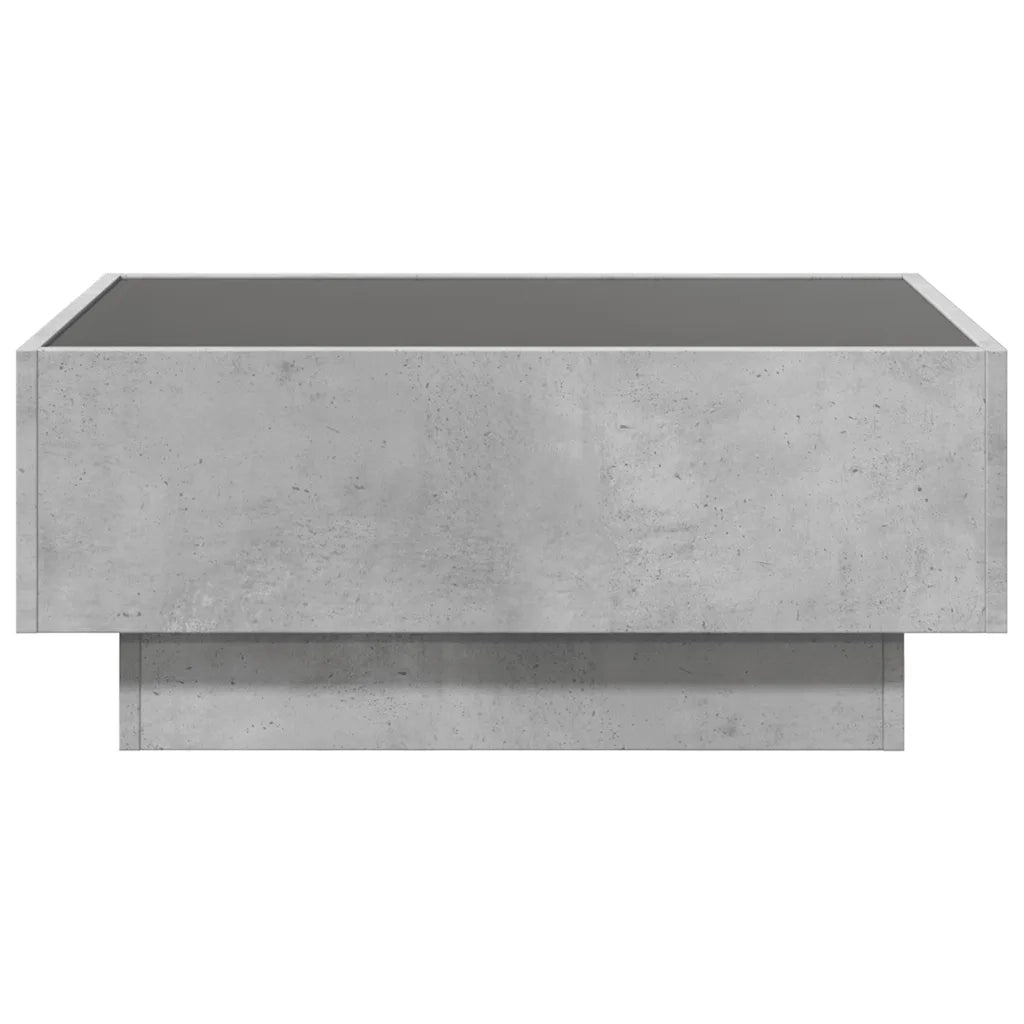 Tavolino Salotto con LED-Tavolino da soggiorno-Tavolo Grigio Cemento 70x50x30 cm Multistrato
