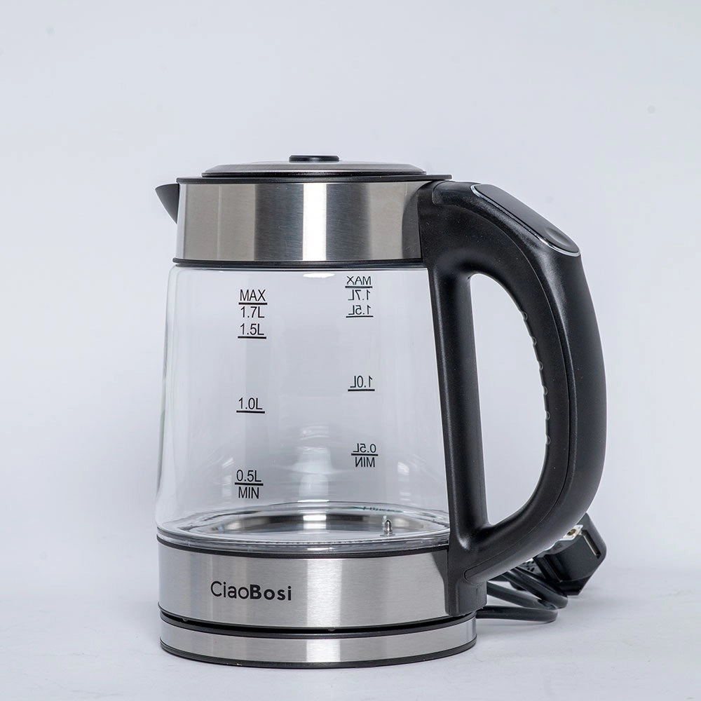 Trade Shop - Bollitore Elettrico In Vetro Capacità 1,7 Lt 2000 W Acqua Ufficio Viaggi Tx-9944 -