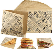 Papier per panini 25x25 cm – Fogli di carta per panini e formaggi – Carta per avvolgere panini e formaggi – Per panini, formaggi, torte e patatine – 100 pezzi