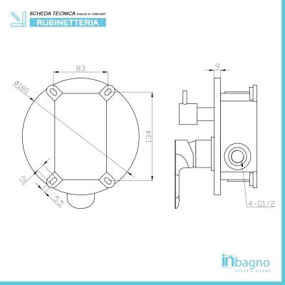 Set doccia braccio 40 cm + soffione 20 cm + miscelatore e kit doccia Kreo