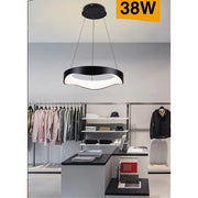 Trade Shop - Lampadario A Sospensione Led Onda 38w Ultra Moderna 3 Colorazioni Di Luce A67-3c - Nero