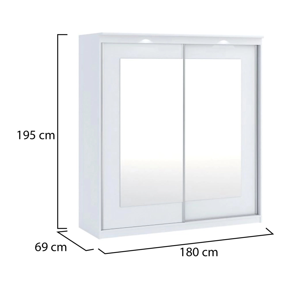 Armadio Camera da Letto Lesale, Guardaroba 2 Ante 5 Ripiani, 180x195h cm Bianco