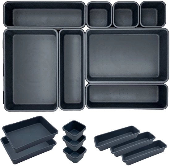Organizzatori di carrello da 8 pezzi - Set di contenitori modulari - Adatti per cucina/ufficio/bagno - Realizzati in PVC robusto - 3 dimensioni - Ideali per piccoli oggetti