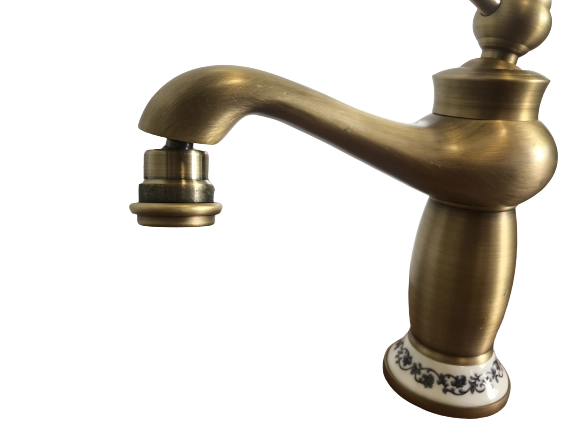 Rubinetto miscelatore per bidet bagno vintage bronzato con dettagli in ceramica