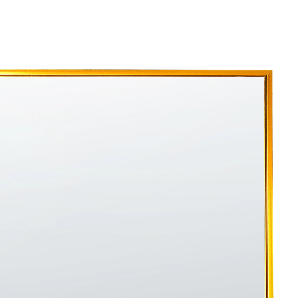 Specchio da appoggio cornice rettangolare in alluminio oro 170 x 57 cm con supporto design moderno incorniciato a figura intera