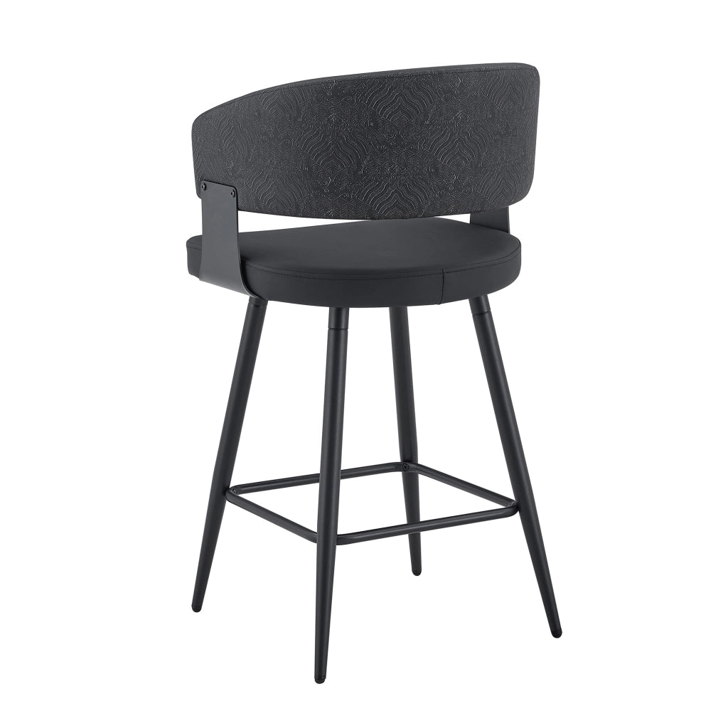 Sedia da pranzo con braccioli e schienale ergonomico in similpelle nera 82×46×56 cm
