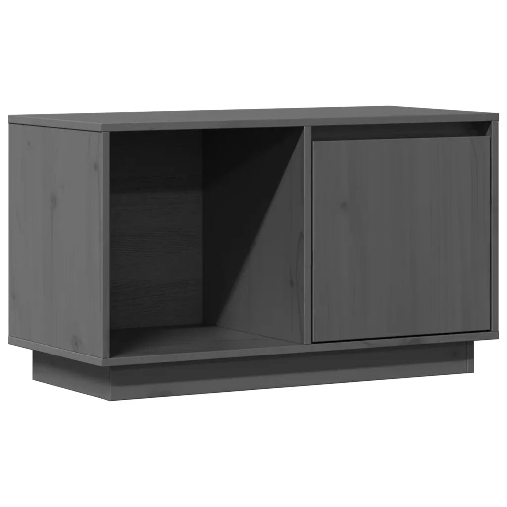 Mobile Porta TV Grigio 74x35x44 cm in Legno Massello di Pino 814336