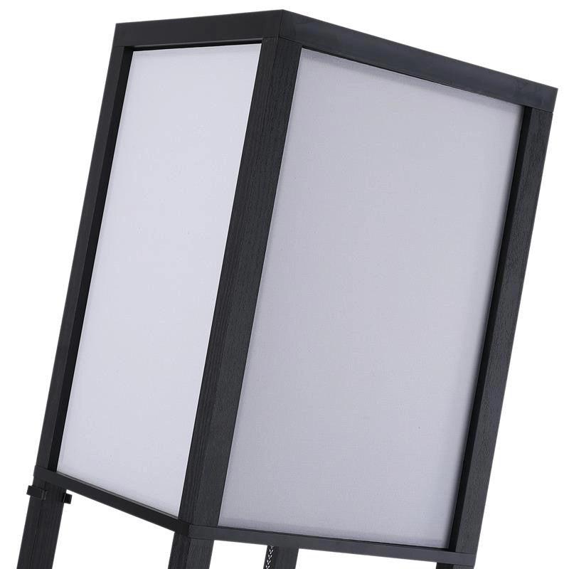 LAMPADA DA TERRA CON LIBRERIA 3 LIVELLI 26 X 26 X 160 CM NERO