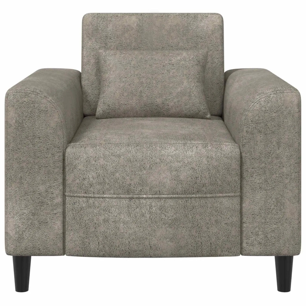 Poltrona Grigio Chiaro Pelle Scamosciata Sintetica 42042476