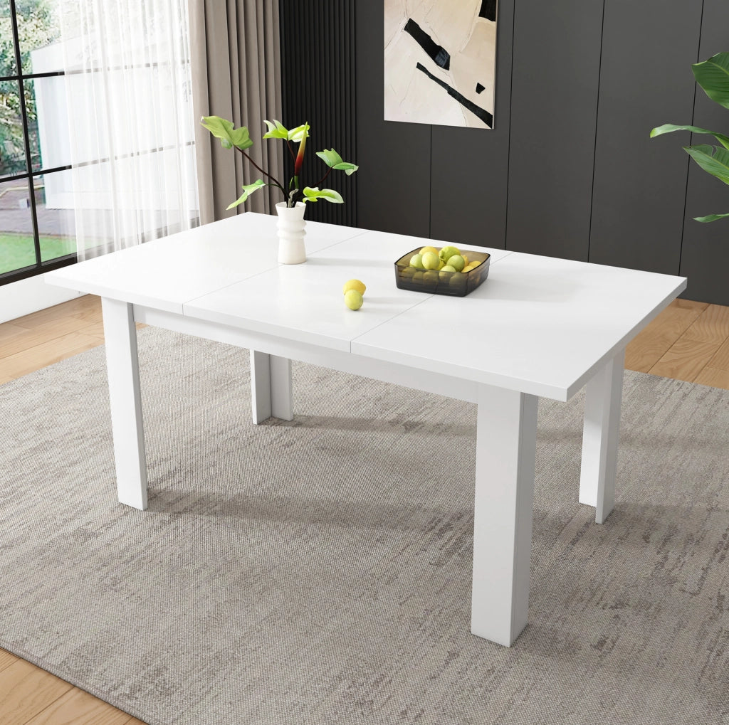 Tavolo da pranzo con contenitore nascosto 120x70 cm in MDF bianco