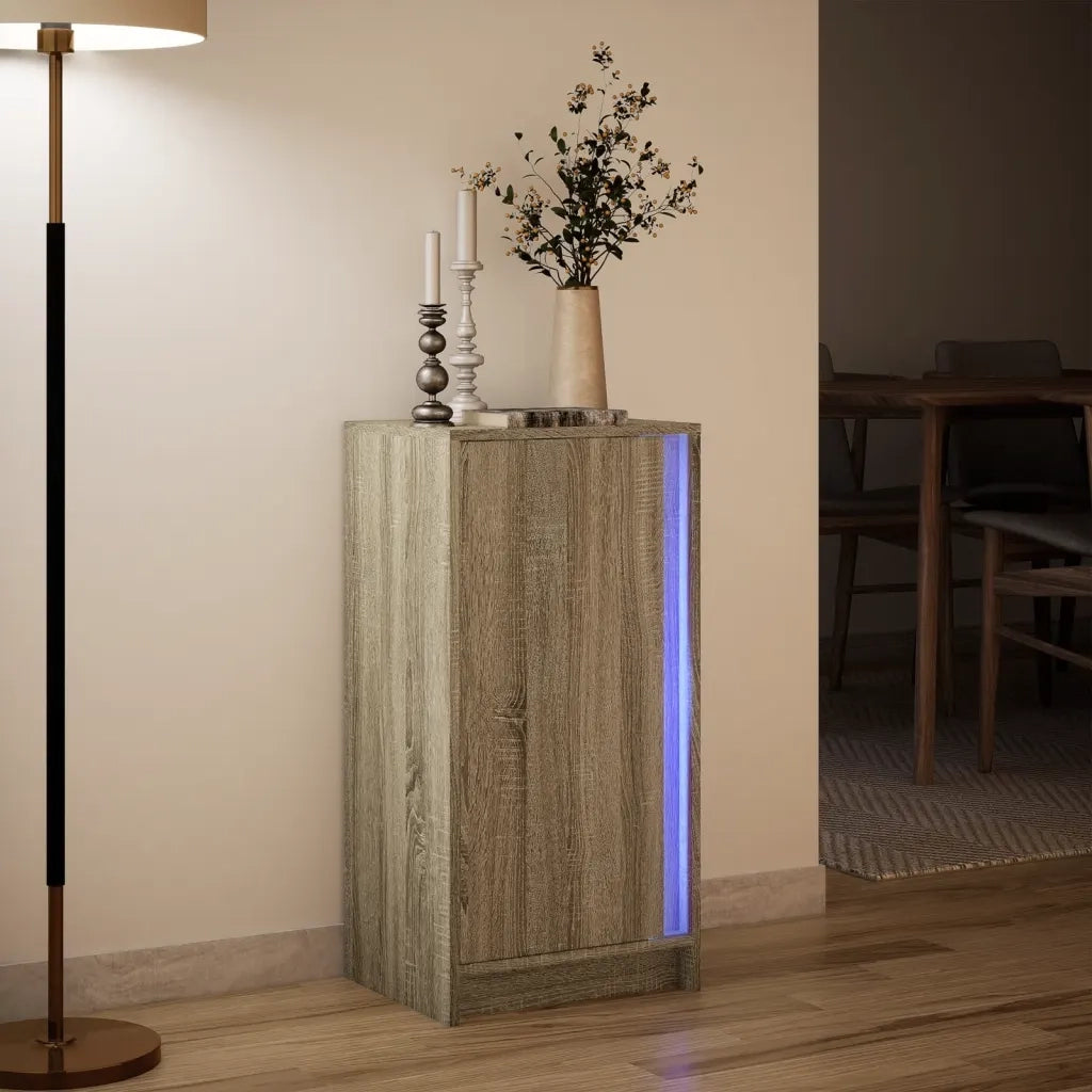 Credenza con LED-Buffet-Armadio da cucina Rovere Sonoma 42,5x34x85 cm Legno Multistrato