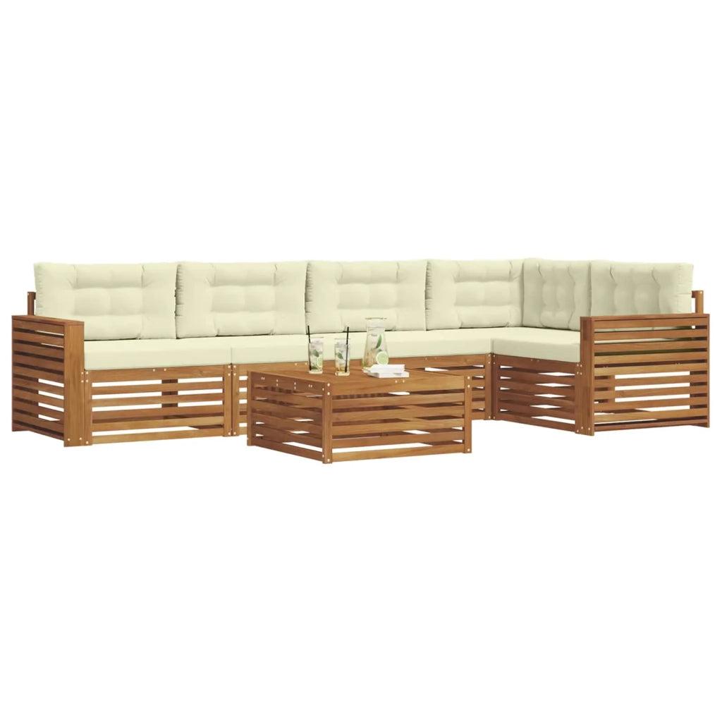 Set di divani da esterno con cuscino 6 pcs Naturale e Crema