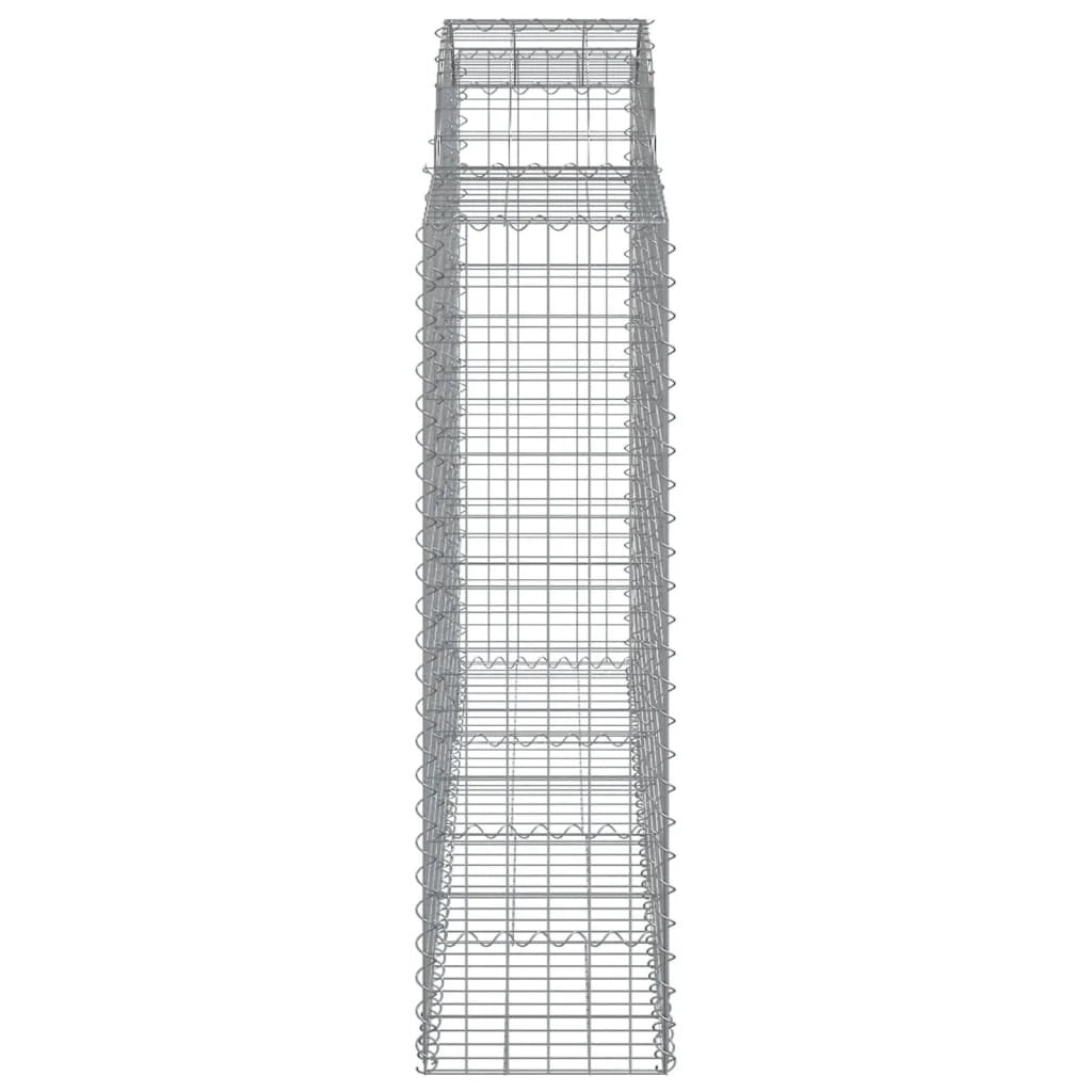Cestini gabbioni recinzione a gabbia muro di contenimento ad arco 5 pezzi 200 x 50 x 140/160 cm ferro zincato argento 02_0040888