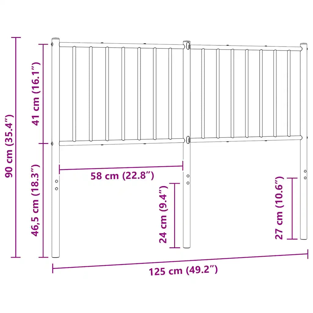 Testiera di Ricambio in Metallo Bianco 120 cm 350962