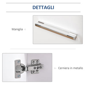 Mobile TV in legno con Ruote e 2 ante Bianco 60x35x65 cm